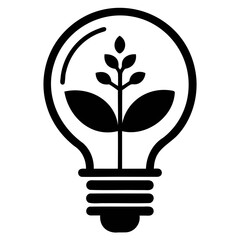 Poster - Eco friendly light bulb with plant inside for green energy and sustainable innovation concept vector design isolated on transparent background