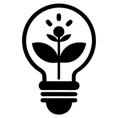 Poster - Eco friendly light bulb with plant inside for sustainable energy and green technology innovation concept isolated on transparent background