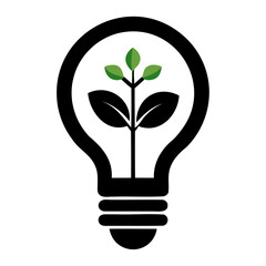 Poster - Eco friendly light bulb logo design for renewable energy solutions and sustainable technology initiatives isolated on transparent background