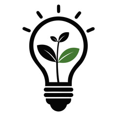 Poster - Sustainable energy solutions light bulb with plant growing inside for eco friendly innovation idea concept isolated on transparent background