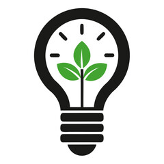Poster - Eco friendly light bulb vector design for renewable energy and sustainable innovation concept illustration isolated on transparent background