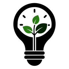 Poster - Eco friendly light bulb with plant growing inside for sustainable energy concept and green technology isolated on transparent background