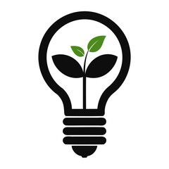 Poster - Green energy light bulb concept for renewable resources and sustainable innovation ideas and technology growth isolated on transparent background