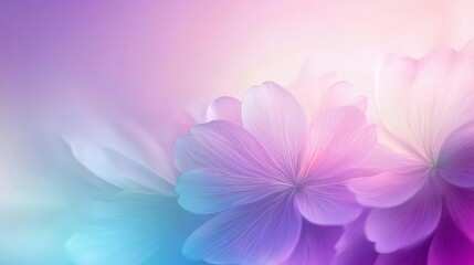 Aufkleber - 柔らかなパステルカラーの背景に咲く紫とピンクの花のクローズアップ