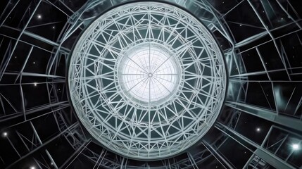 Poster - 抽象的な幾何学的デザインの宇宙建築背景の黒い構造 球状パターンと星の装飾要素
