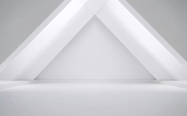 Poster - 白い幾何学的なデザインの抽象的な背景にある空間 角度のある明るい光と影 現代的な建築要素