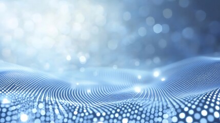 Aufkleber - 青色発光粒子が波打つ抽象的背景 未来的なデジタル空間 光と影が織りなすデザイン