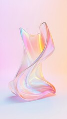 Aufkleber - Abstract glass sculpture with iridescent pastel colors standing artistic on pedestal, creating a modern and a scene. Abstract background