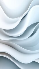 Aufkleber - Smooth white dynamic cascading, generating depth and movement layers through elegant, fluid architectural design elements. Abstract background