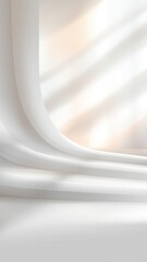 Poster - Bright sunlight casting window. shadows across dramatic white staircase near minimalist Abstract background