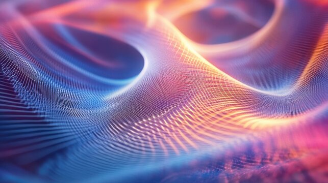 Holographic twist of thread, dreamy ripple background