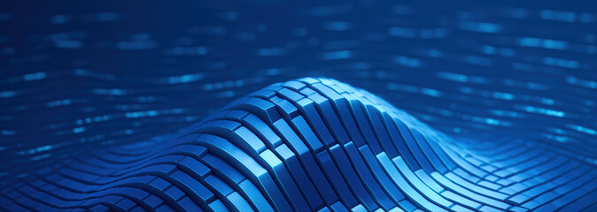 Poster - This innovative smart polymer surface illustrates dynamic strategy and decision processes through pulsing wave patterns reflecting business growth and efficiency