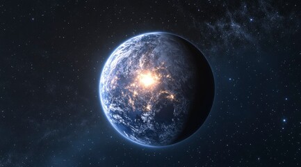 Wall Mural - Earth's Glowing Night: A Celestial Digital Painting