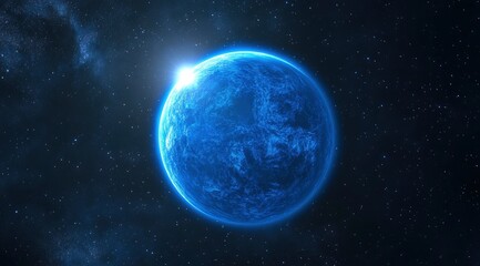 Wall Mural - Celestial Blue Planet: A Serene Cosmic Artwork
