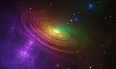 Wall Mural - Cosmic Nebula: A Vibrant, Swirling Galaxy in Hues of Purple and Gold