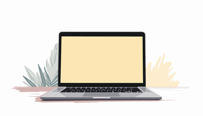 Poster - Sleek laptop illustration on minimalistic background, digital design