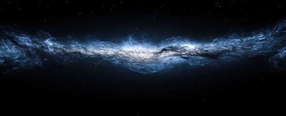 Wall Mural - Celestial Wave: A Serene, Blue Nebula in Deep Space