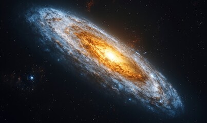 Wall Mural - Majestic Spiral Galaxy: Celestial Swirl of Gold and Blue