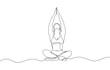 © simplex_line - Continuous one line drawing of beautiful female yoga pose character, Woman doing yoga and meditation continuous line drawing. Fitness and gym concept.