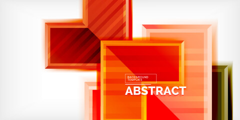 Aufkleber - Abstract geometric design. Orange, red squares overlap creating dynamic composition. Modern background template with bright gradients.