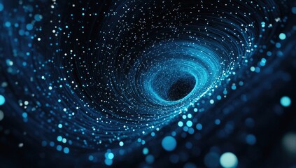 Poster - abstract blue and white particle vortex on dark background