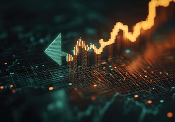 Poster - Abstract Digital Graphic Display Of Rising And Falling Stock Market Trends