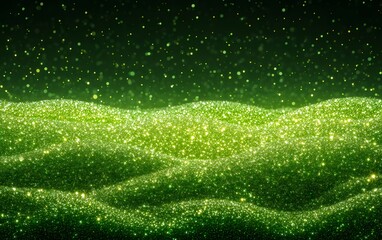 Aufkleber - 緑色の輝く粒子が波打つ抽象的な背景 輝きと光が織りなす神秘的なデザイン