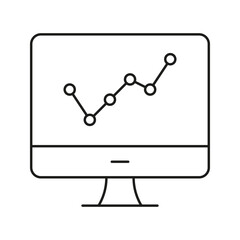 Poster - computer monitor with line graph icon. data analysis, business growth, and performance tracking outl