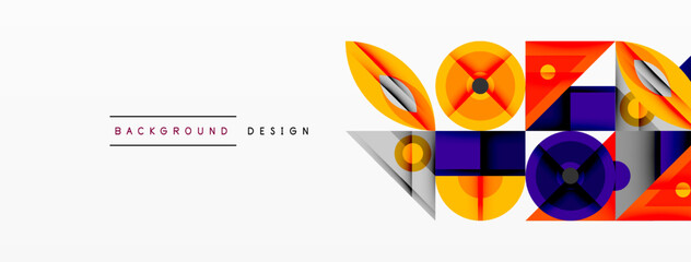 Poster - Abstract geometric shapes, vibrant colors, modern design. Composition features overlapping elements, creating dynamic visual impact.