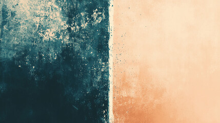 Poster - Textured background with teal and peach tones, divided by a thin line, creating a contrasting yet harmonious visual effect, suitable for design projects needing a vintage or artistic feel