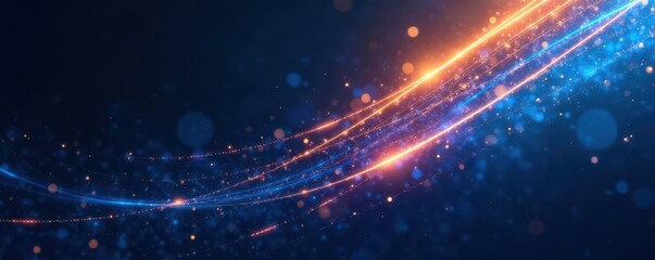 Wall Mural - abstract diagonal streaks of blue and gold light on dark background, backdrop, space, speed