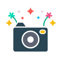 Poster - Camera Icon Representing Party Photography and Event Capture