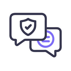 Fototapete - Chat Bubble with Insurance Shield Icon Representing Secure Communication and Policy Support