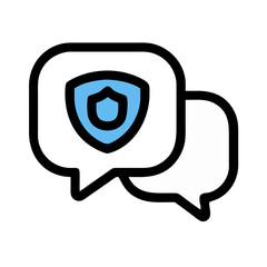 Fototapete - Chat Bubble with Insurance Shield Icon Representing Secure Communication and Policy Support