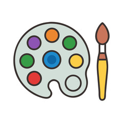 Poster - Children's Art Paint Set Icon Representing Creative Activity and Artistic Learning Tools