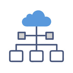 Poster - Cloud-Based Directory Tree Network Icon Representing File Structure and Cloud Data Organization

