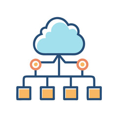 Fototapete - Cloud-Based Directory Tree Network Icon Representing File Structure and Cloud Data Organization

