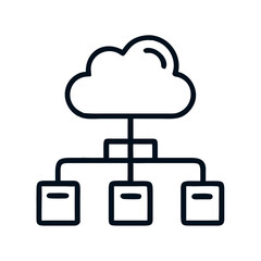 Poster - Cloud-Based Directory Tree Network Icon Representing File Structure and Cloud Data Organization

