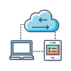 Poster - Cloud Data Synchronization with Server and Laptop Icon Representing Real-Time Sync and Cross-Device Access