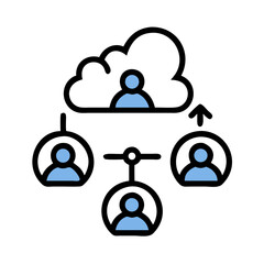 Poster - Cloud Network Sharing Between Multiple User Profiles Icon Representing Collaborative Access and Data Distribution