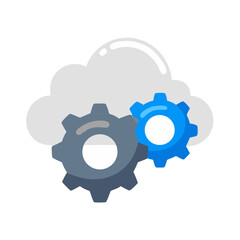 Poster - Cloud Settings with Dual Gear Mechanism Icon Representing System Configuration and Cloud Management