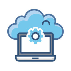 Poster - Cloud System Configuration on Laptop Icon Representing Remote Setup and Cloud Management