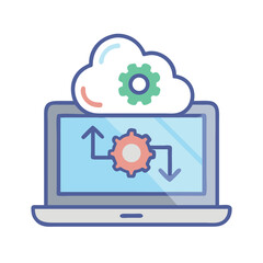 Poster - Cloud System Configuration on Laptop Icon Representing Remote Setup and Cloud Management