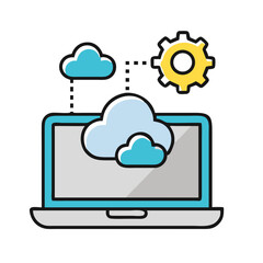 Poster - Cloud System Configuration on Laptop Icon Representing Remote Setup and Cloud Management