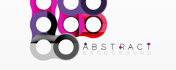 Poster - Colorful overlapping circles create modern abstract design. White background enhances vibrant shapes, simple composition.