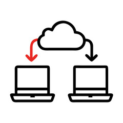 Poster - Cloud Uplink Between Laptops Representing File Sharing and Remote Data Transfer Icon