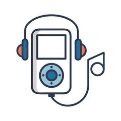 Poster - Portable Music Player with Headphones Icon Representing Personal Audio and Entertainment