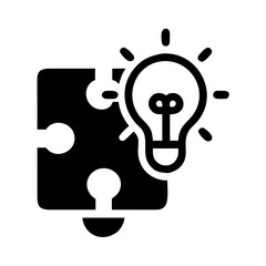 Poster - Puzzle Piece with Lightbulb Idea Symbol Icon Representing Creativity and Problem-Solving