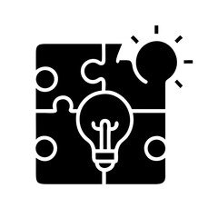 Poster - Puzzle Piece with Lightbulb Idea Symbol Icon Representing Creativity and Problem-Solving