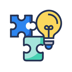 Poster - Puzzle Piece with Lightbulb Idea Symbol Icon Representing Creativity and Problem-Solving